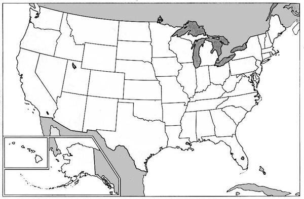blank map of us and canada. outline map of united states